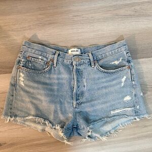 Agolde Women's Frayed Jean Shorts - Light Blue